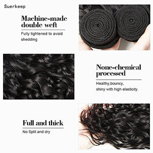 Water Wave Brazilian Virgin Hair Bundles with Closure Unprocessed Remy Weave Human Hair Bundles with Free Part Lace Closure - Jilly Hair