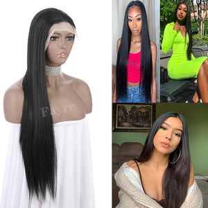 Phayre Long Black T Part Synthetic Hair Lace Front Straight Wig