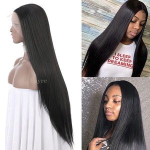 Phayre Long Black T Part Synthetic Hair Lace Front Straight Wig