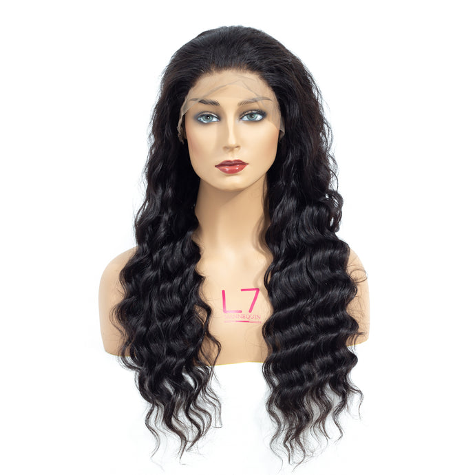 Deep Wave Brazilian Virgin Human Hair Glueless Lace Front Wig - Jilly Hair