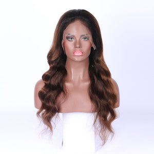 Ombre Brown Virgin Remy Human Hair Glueless Lace Front Wigs - Jilly Hair