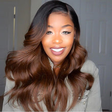 Load image into Gallery viewer, Ombre Brown Virgin Remy Human Hair Glueless Lace Front Wigs - Jilly Hair