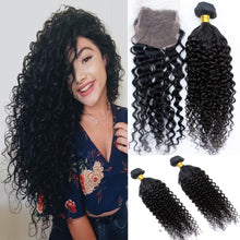 Load image into Gallery viewer, Free Shipping Curly Bundles With Closure Remy Human Hair 3 Bundles with Closure Brazilian Hair Weave - Jilly Hair