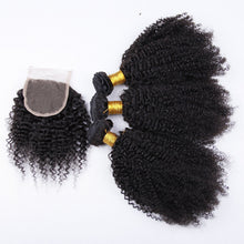 Load image into Gallery viewer, Kinky Curly Brazilian Virgin Hair 3 Bundles with Free Closure Free Shipping - Jilly Hair